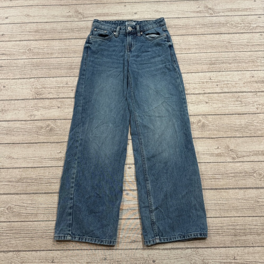 Y2K Refuge Jeans Women's 00 Blue Denim Low Rise Wide Leg Baggy Skater Streetwear